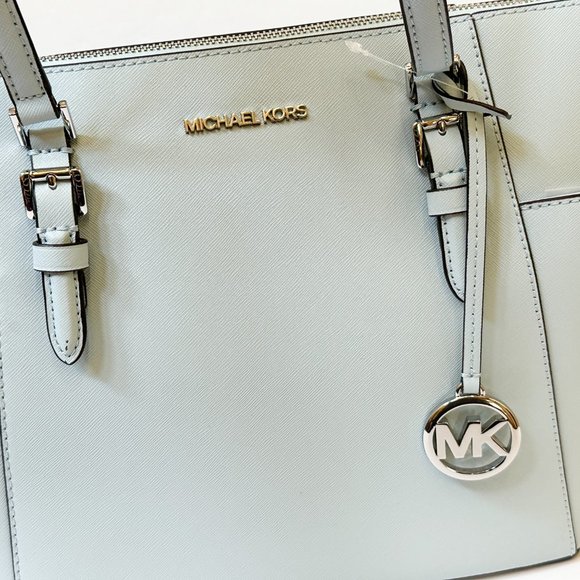 Michael Kors Charlotte Large Top Zip Shoulder Tote Bag Vista Blue - Picture 6 of 11